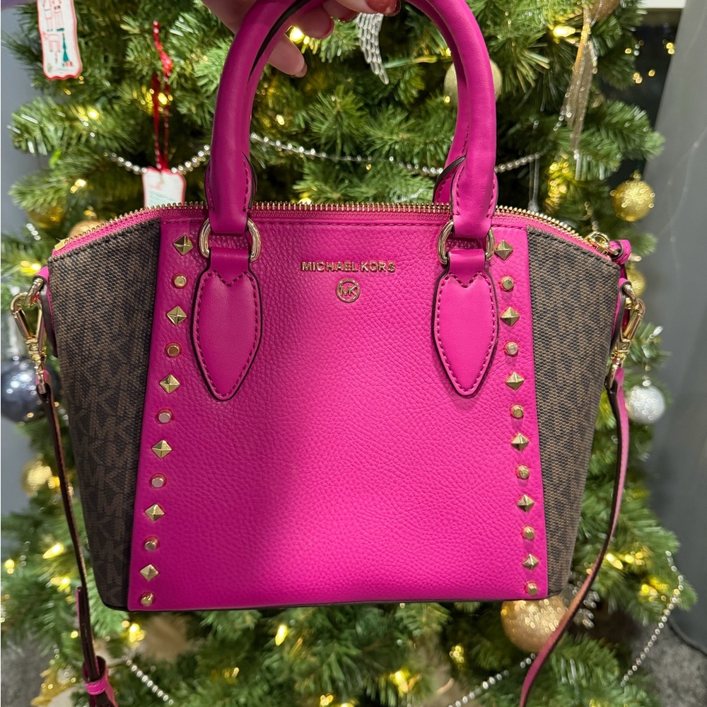 Michael Kors Sienna studded wild berry satchel